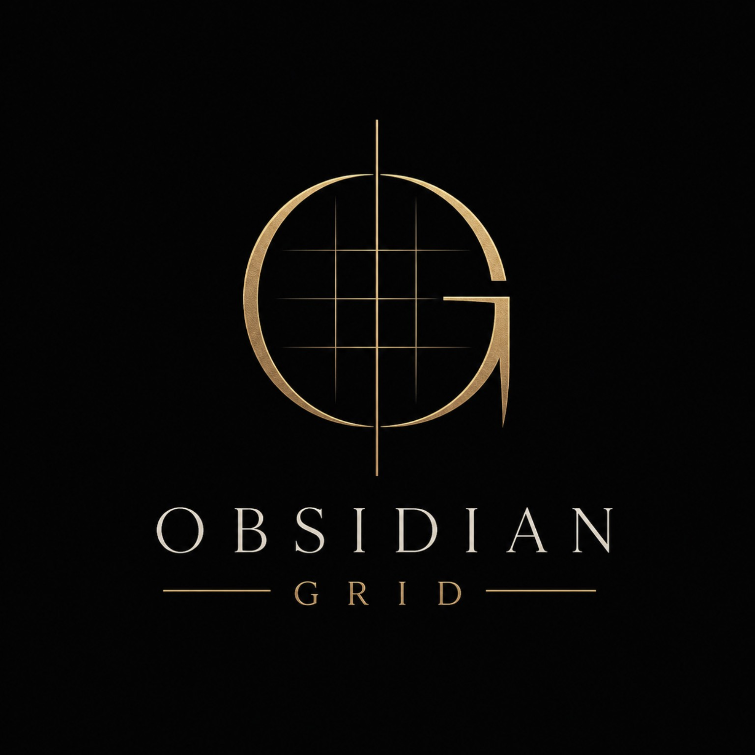 Obsidian Grid gold monogram logo